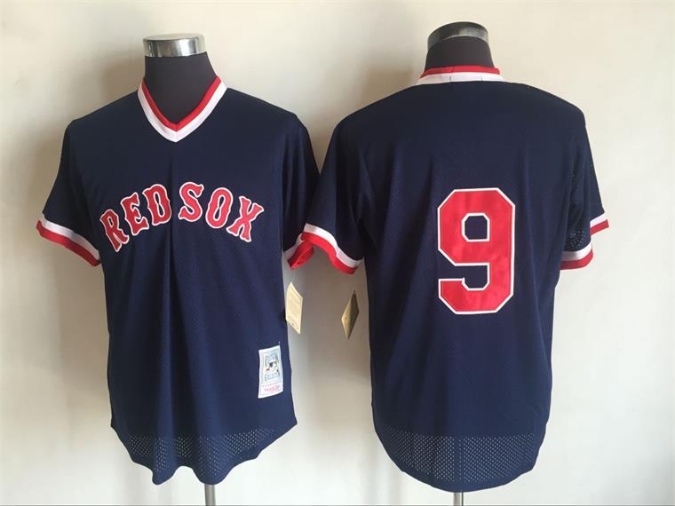 2017 MLB Boston Red Sox #9 Ted Williams Blue Throwback Jerseys->chicago cubs->MLB Jersey